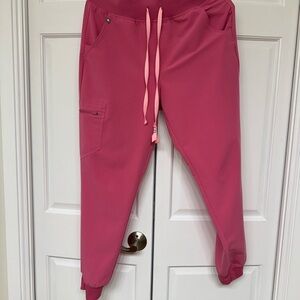 Figs F’ing Pink High Waisted Zamora Joggers Discontinued Color with BCA Bow